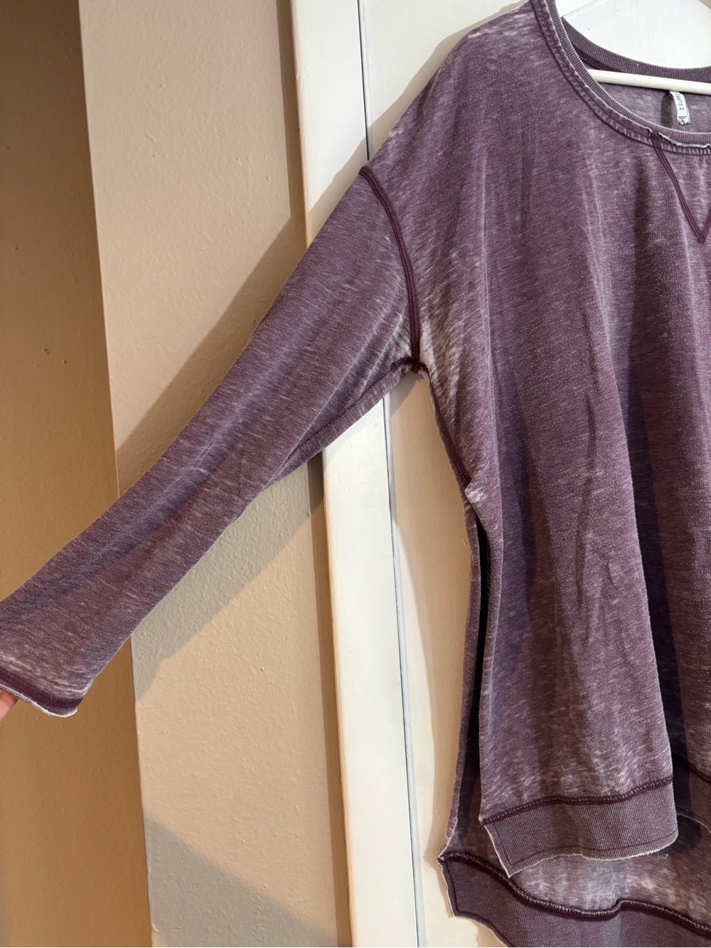 Z Supply Heathered Purple Crew Neck Pullover - Picture 5 of 9